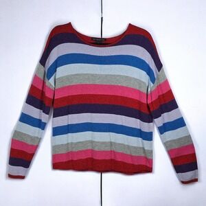 TWO TWENTY FIVE‎ Sweater Top Women Large Striped Crew Neck Cashmere Blend